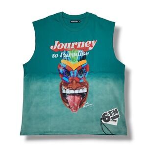 6th NBRHD "Journey Paradise" Aqua‎ Muscle T-Shirt Men's L NWT